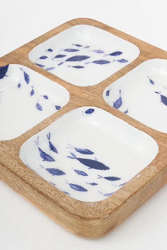 Bandeja de madera esmaltada con peces - D2104 - Batela