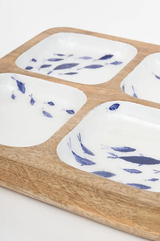 Bandeja de madera esmaltada con peces - D2104 - Batela