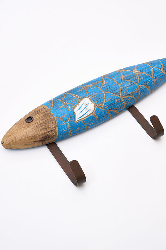 Fish-shaped coat rack with 3 hooks