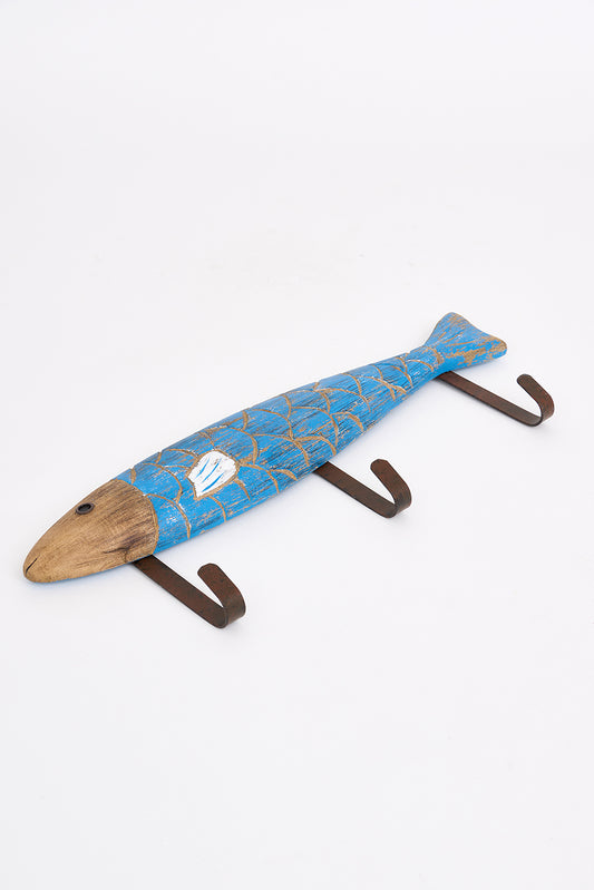 Fish-shaped coat rack with 3 hooks