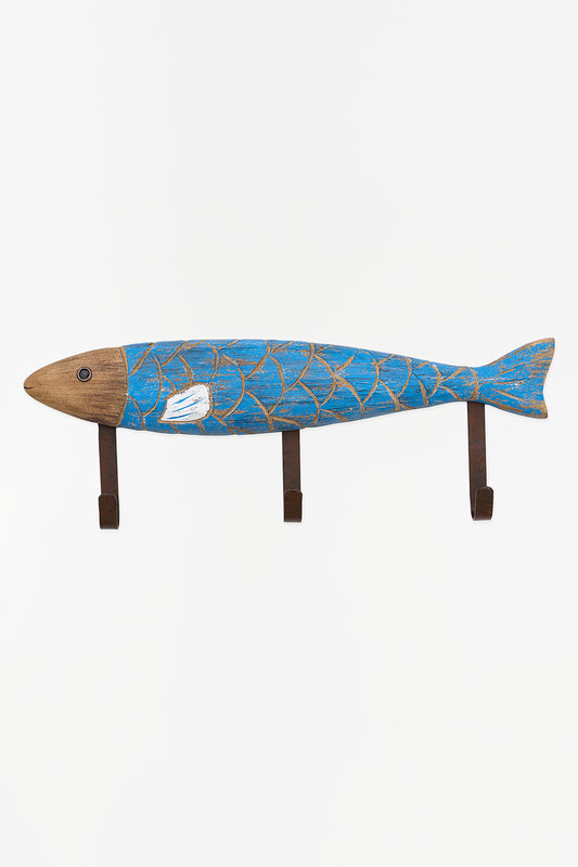 Fish-shaped coat rack with 3 hooks