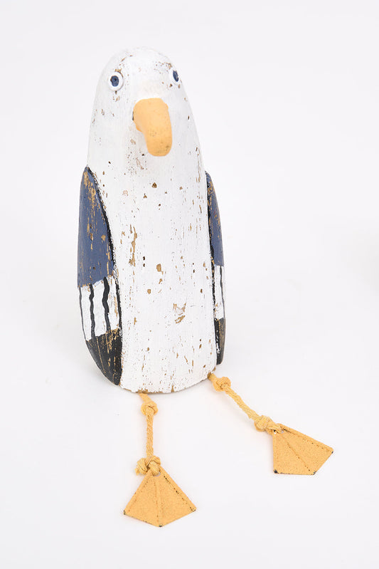 Gaviota de madera con patas de cuerda, grande