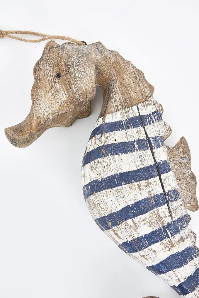 Striped wooden seahorse pendant