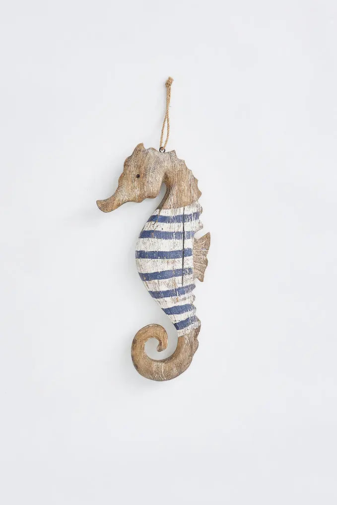 Striped wooden seahorse pendant