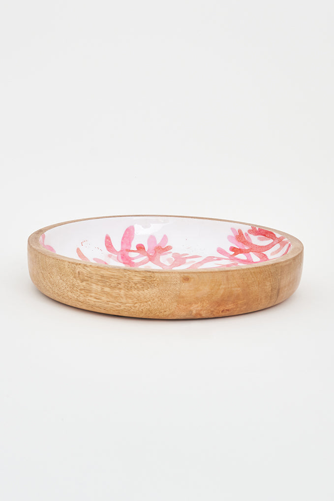 Bol moyen en bois émaillé corail rouge
