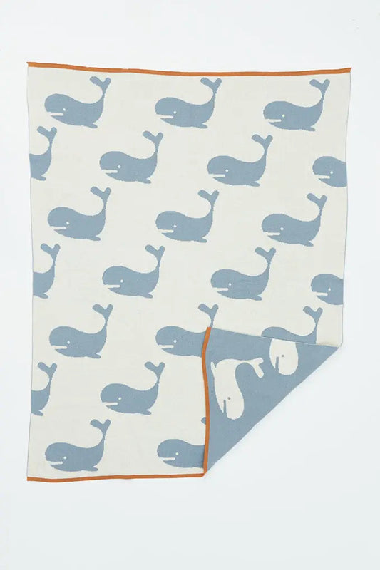 Manta en algodón con ballenas