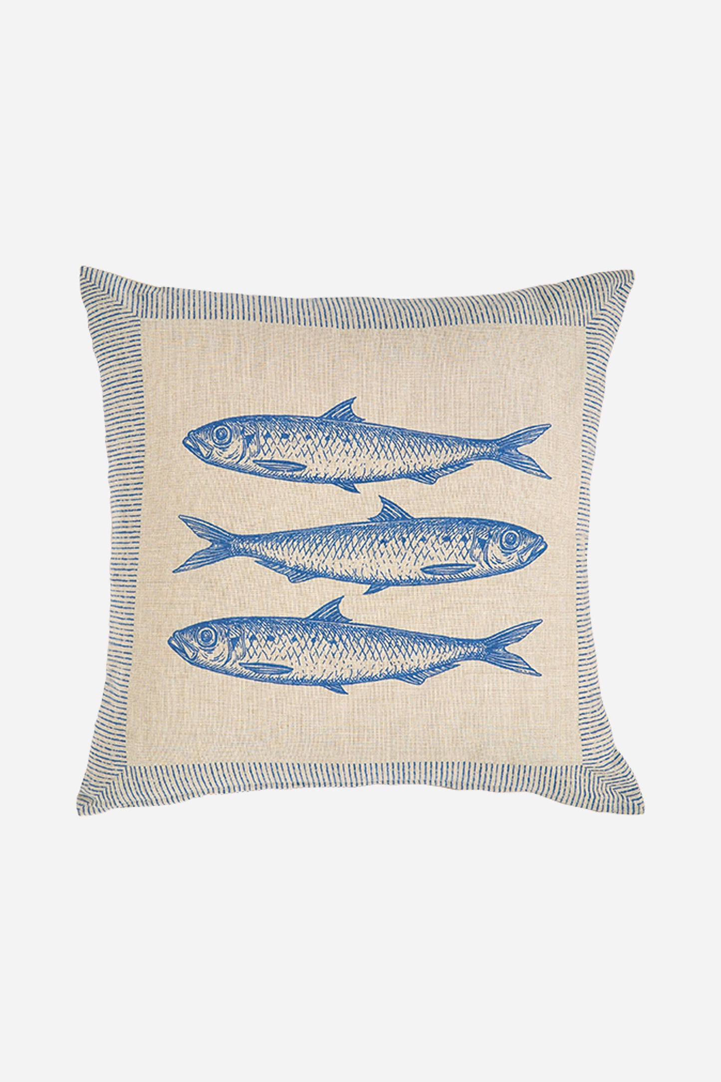 Coussin en coton avec poissons bleus