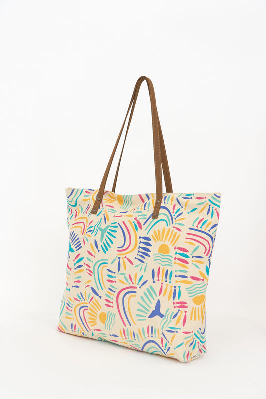 Bolsa tote grande estampada multicolor