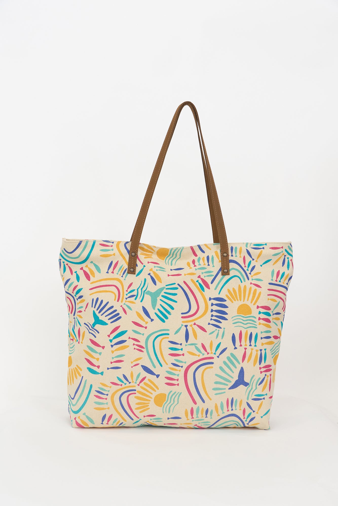 Bolsa tote grande estampada multicolor
