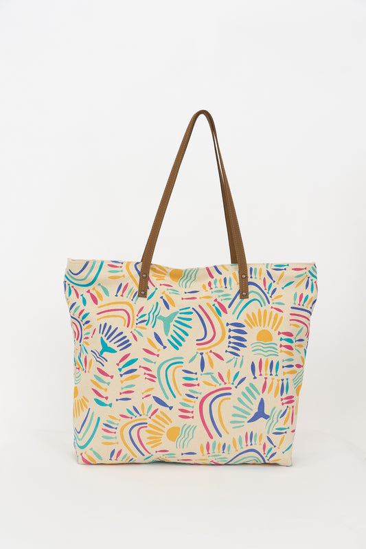 Bolsa tote grande estampada multicolor