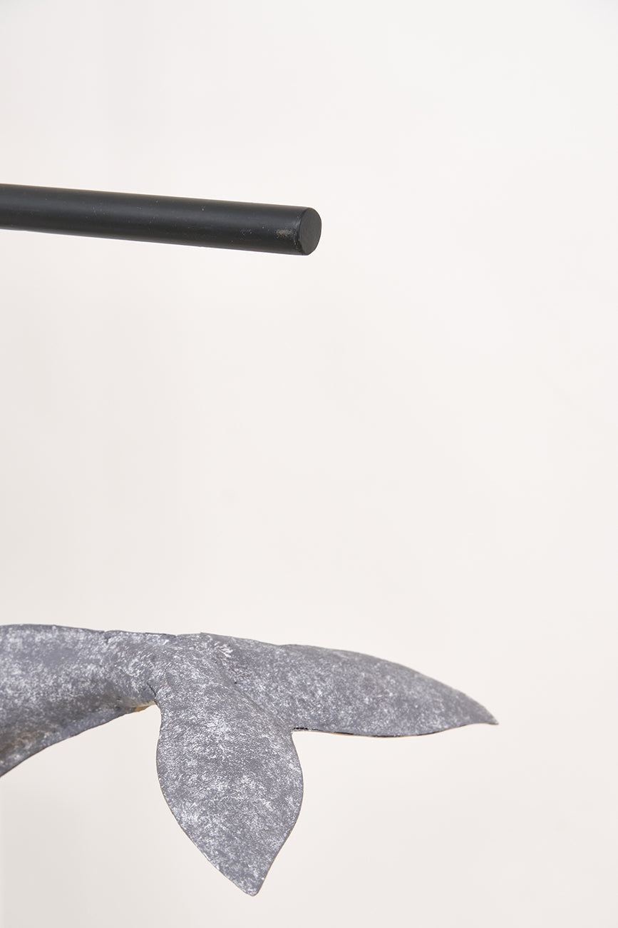 Metal whale with hanging bracket