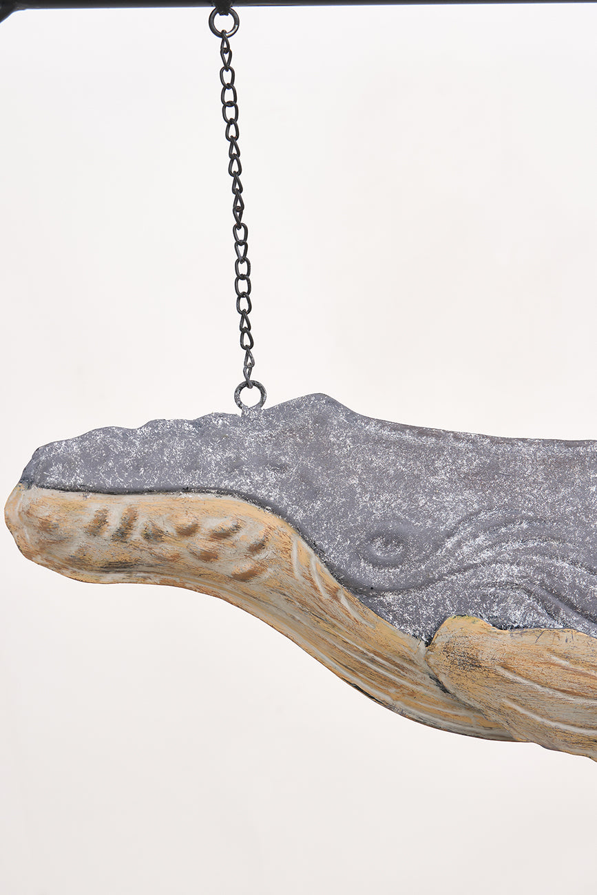 Metal whale with hanging bracket