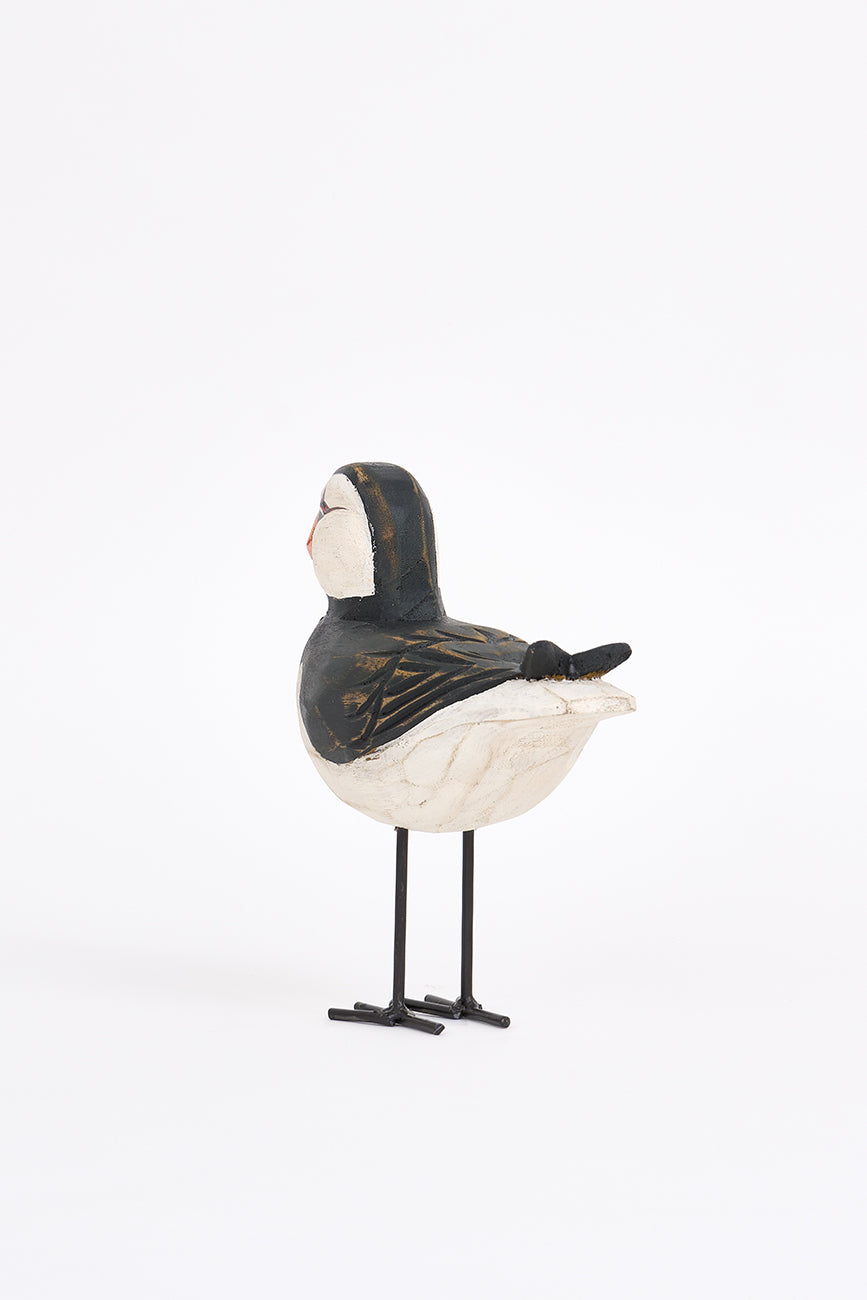 Wooden puffin with metal stand