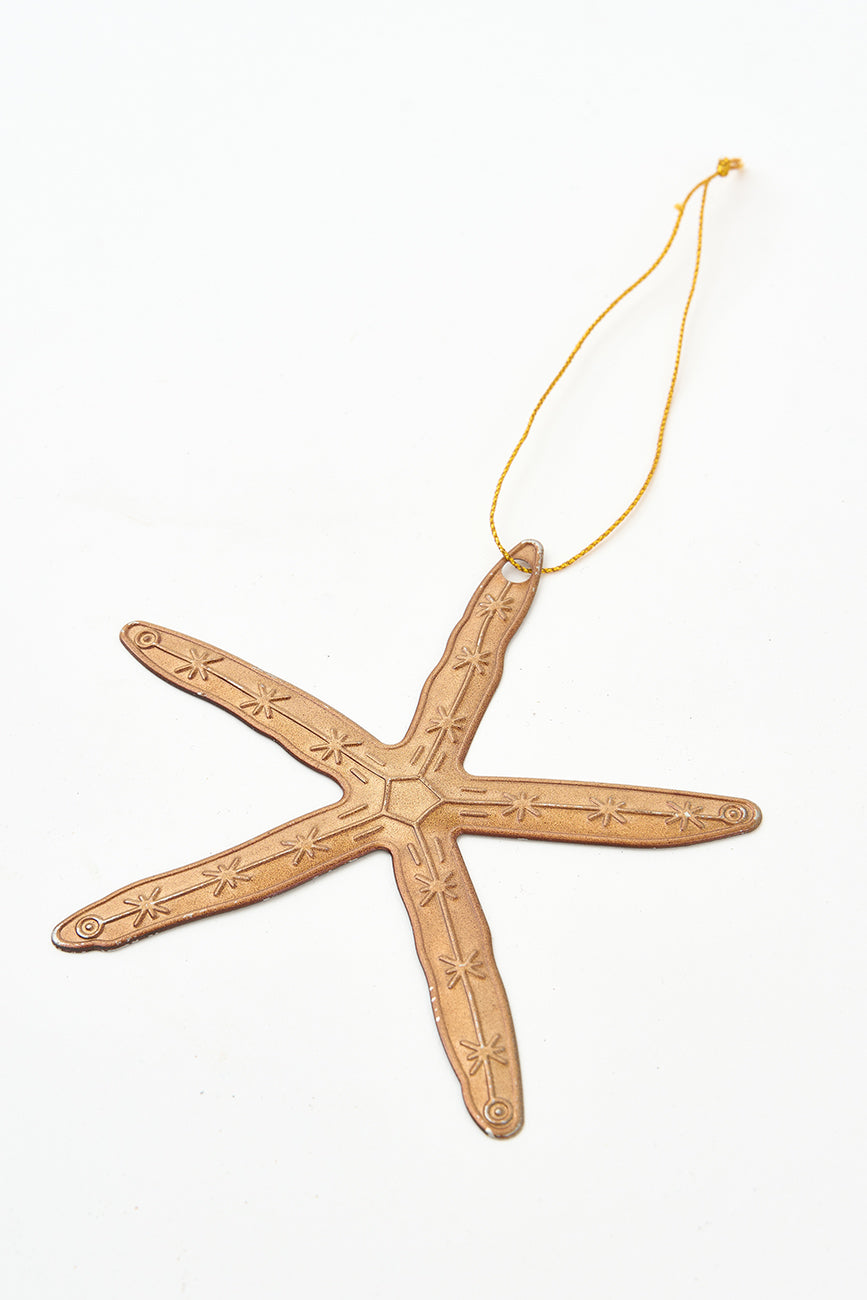 Golden starfish Christmas pendant