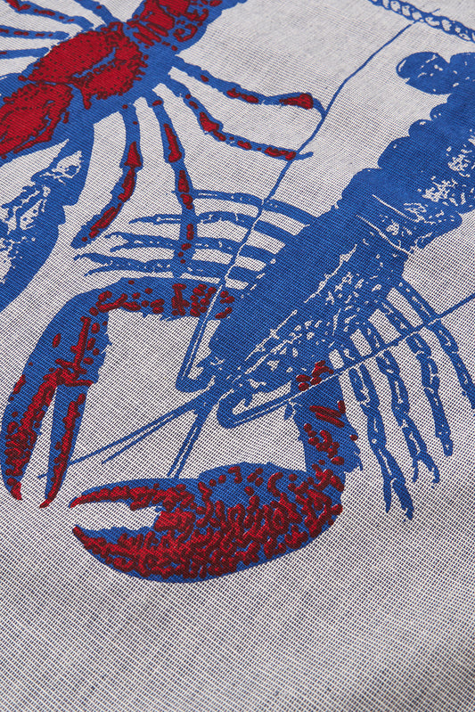 Delantal en algodón drill con langostas gris