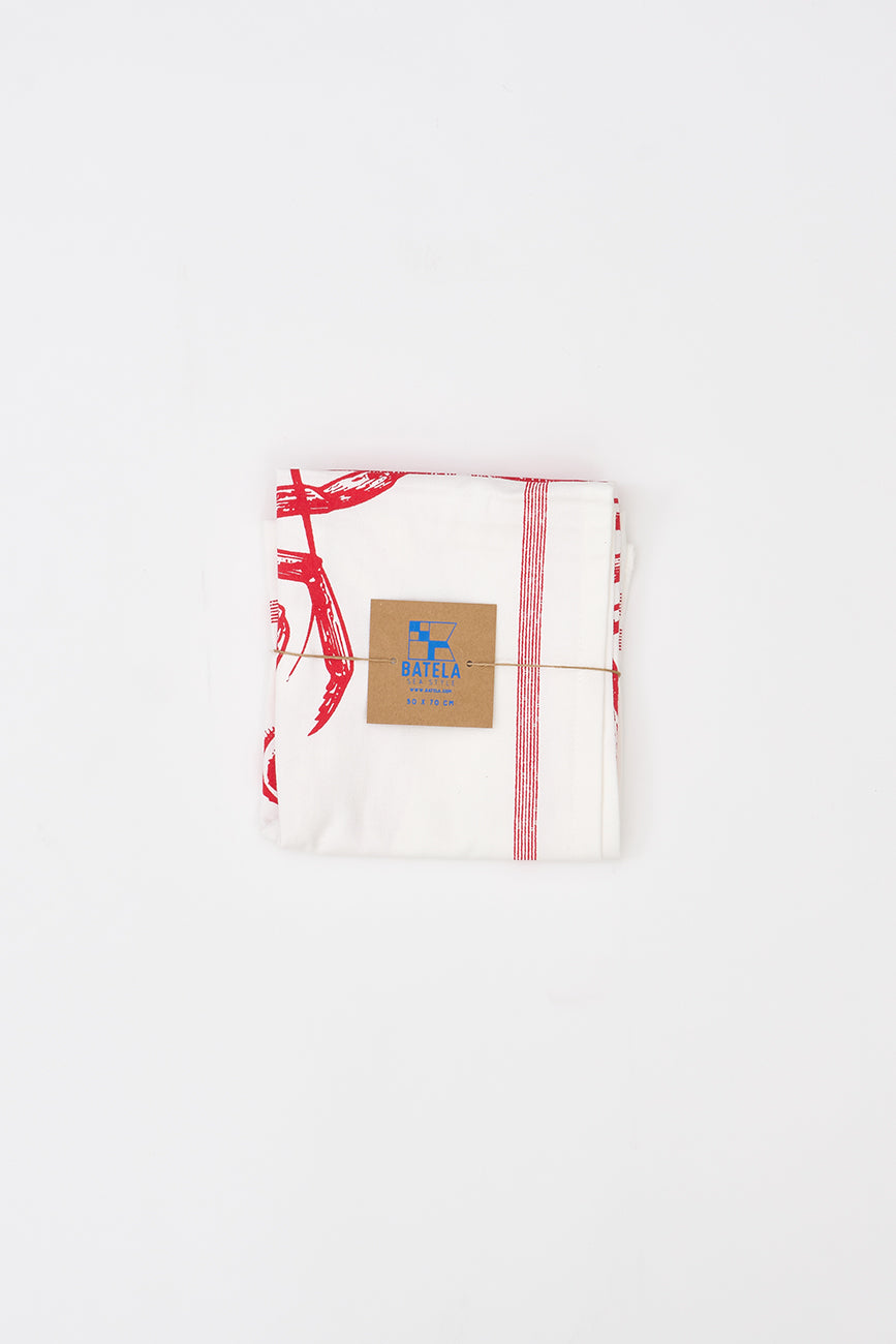 Cotton drill kitchen towel with lobster