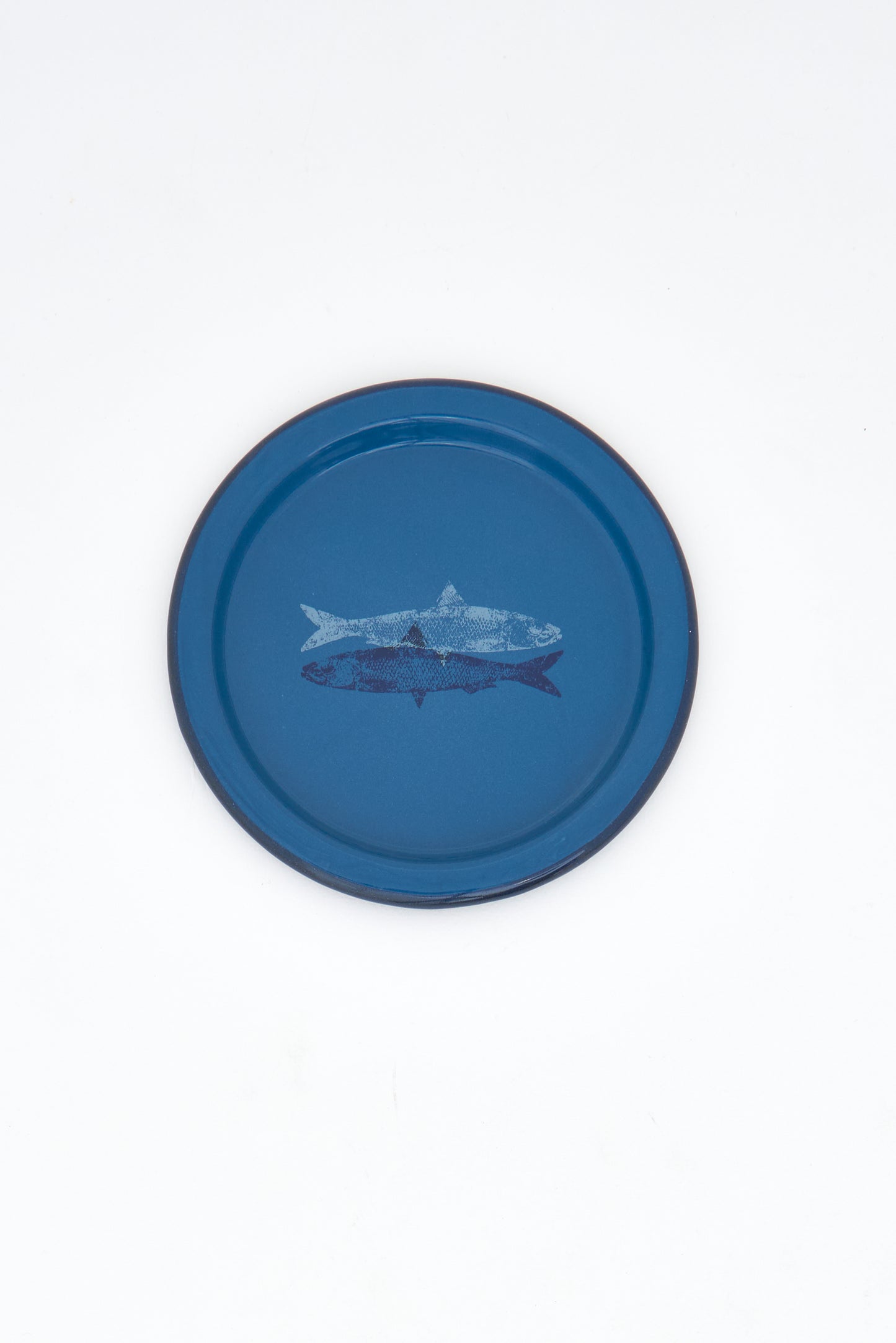 Yellow enameled tray with whale