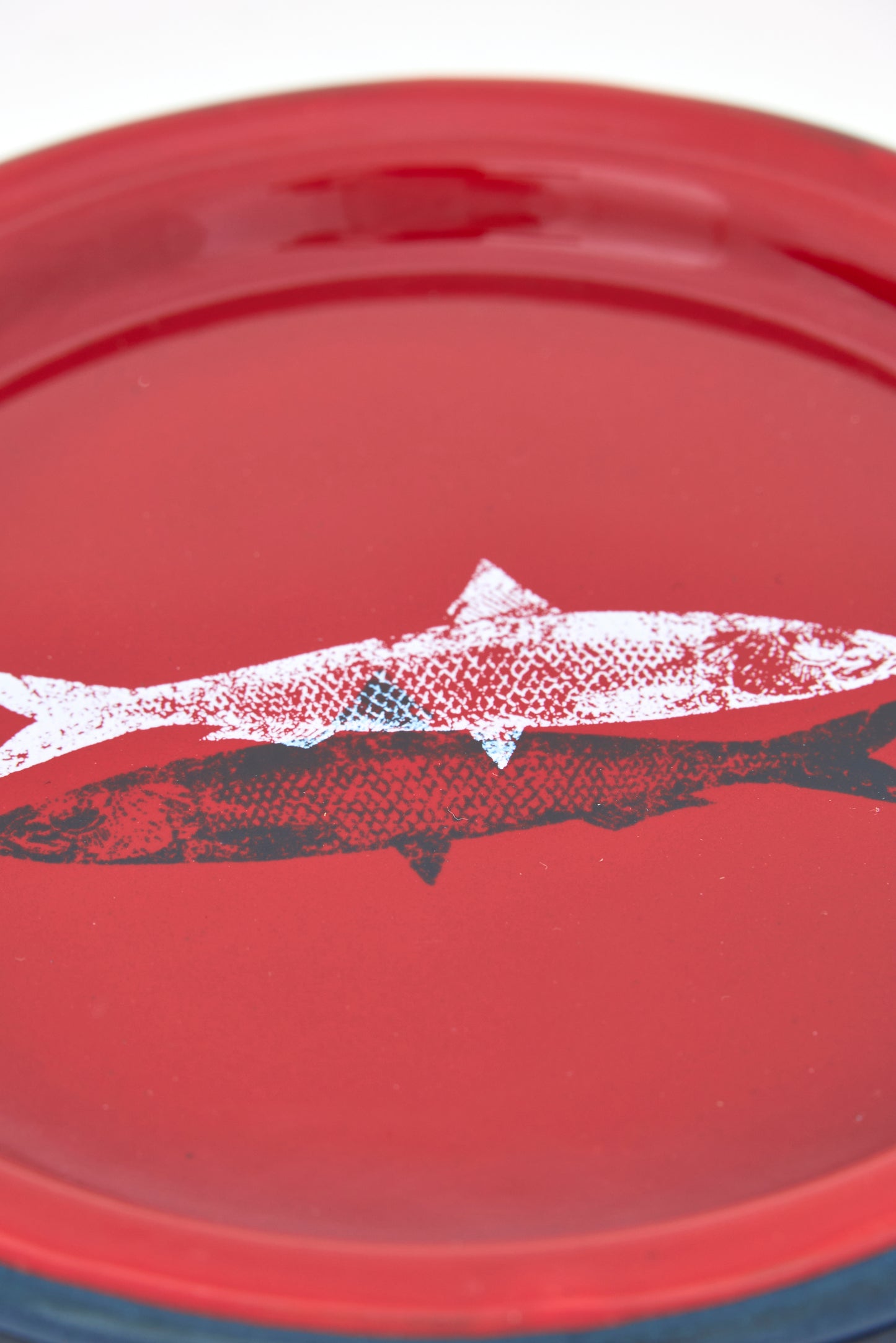 Yellow enameled tray with whale