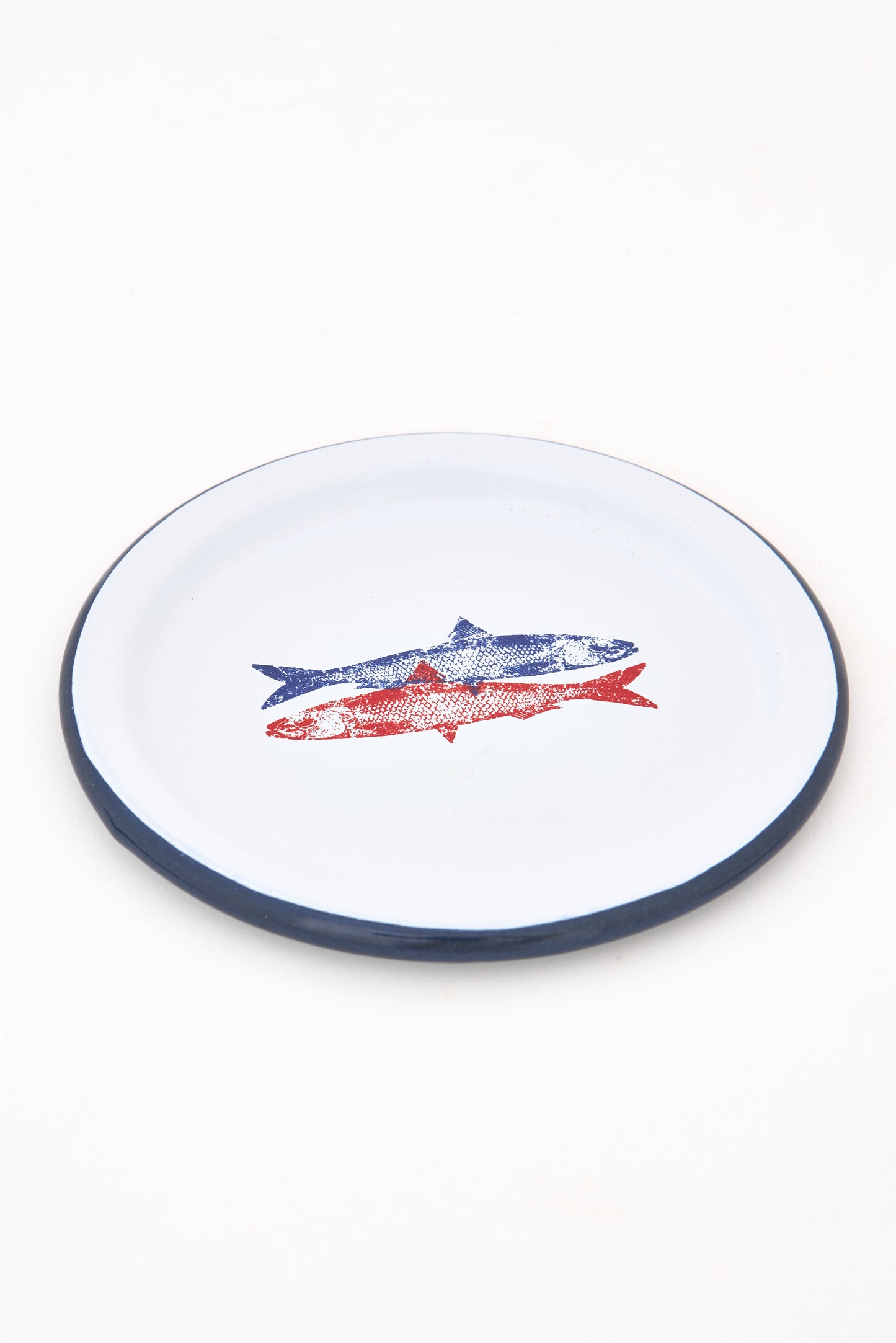 Yellow enameled tray with whale