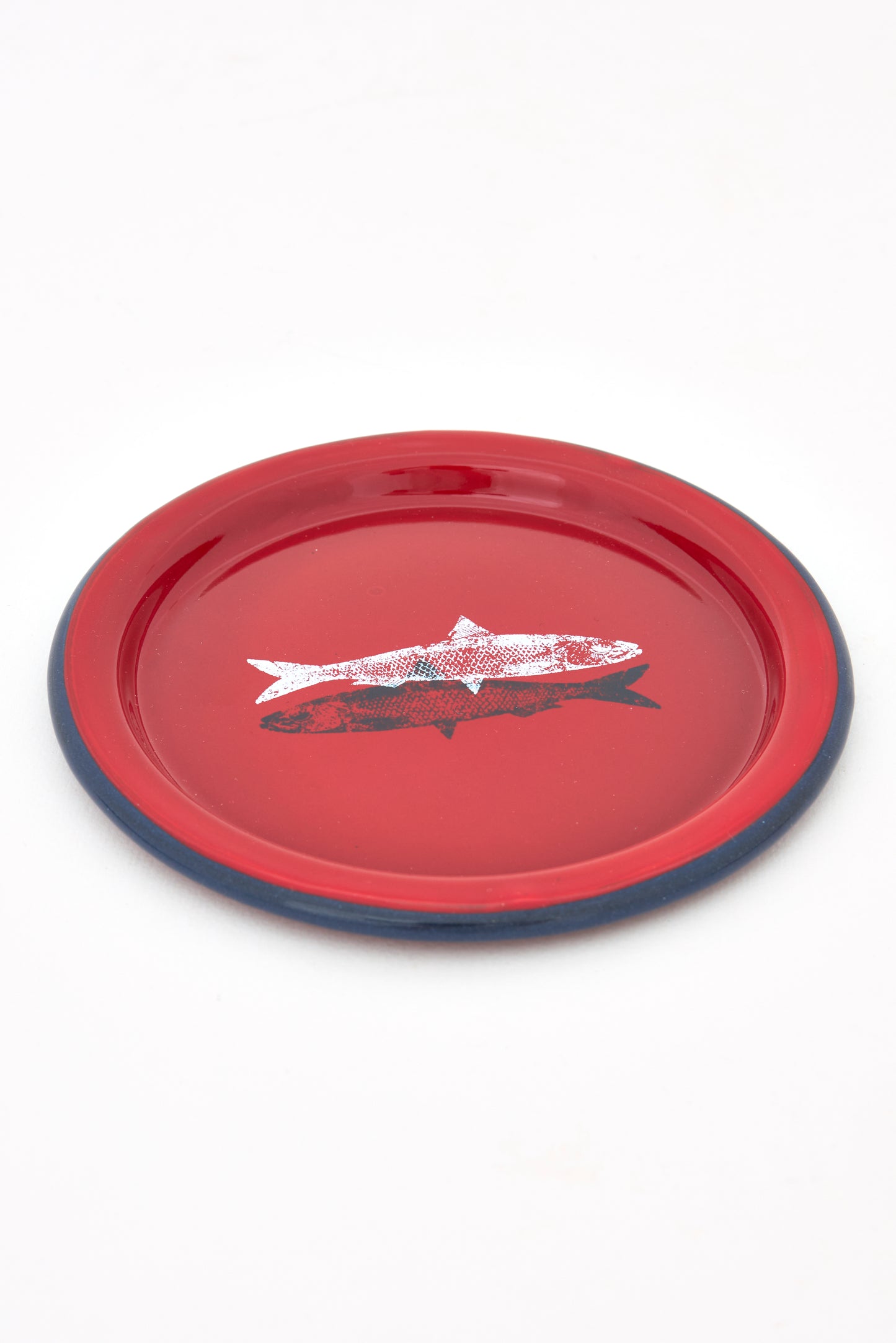 Yellow enameled tray with whale