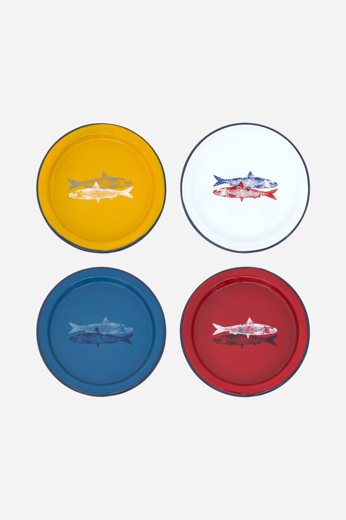 Yellow enameled tray with whale