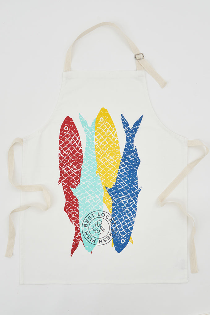 Delantal con peces colores en algodón grueso - BATELA COCINA