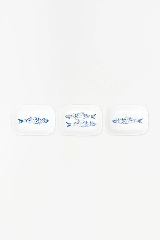 Set of 3 small plates with fish - D7408