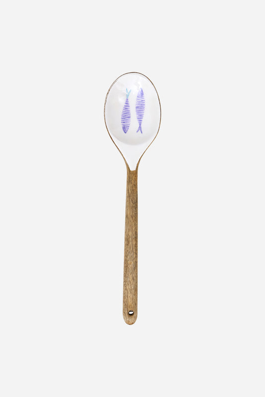 Enameled wooden fish-shaped ladle