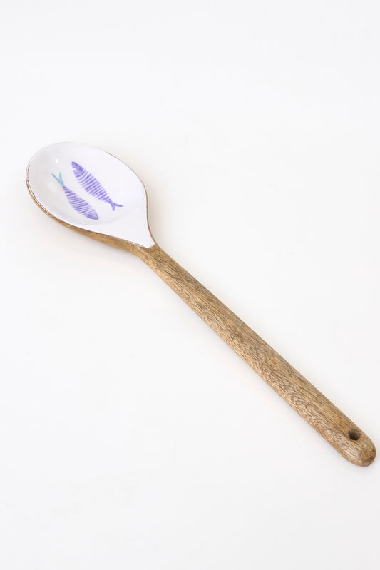 Enameled wooden fish-shaped ladle