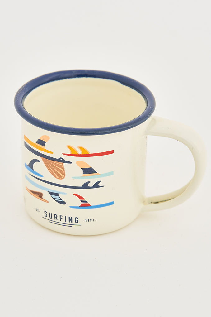 Mini Enameled Metal Mug with Surfboard Design | Batela