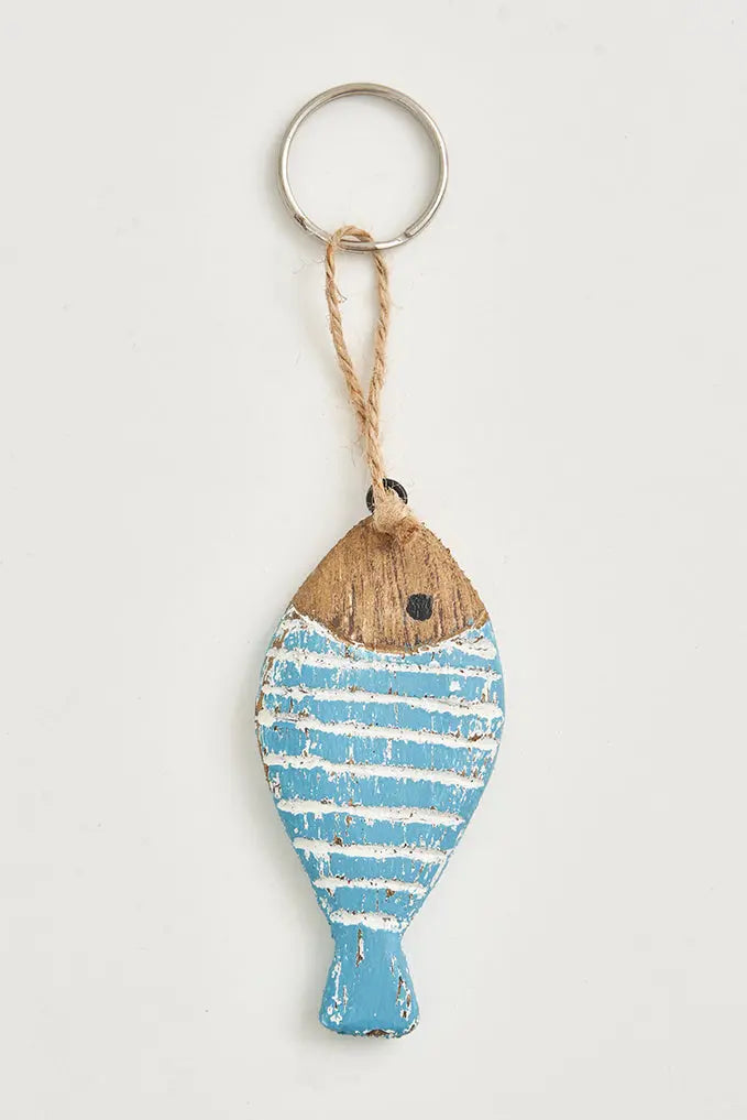 Llavero madera pez a rayas