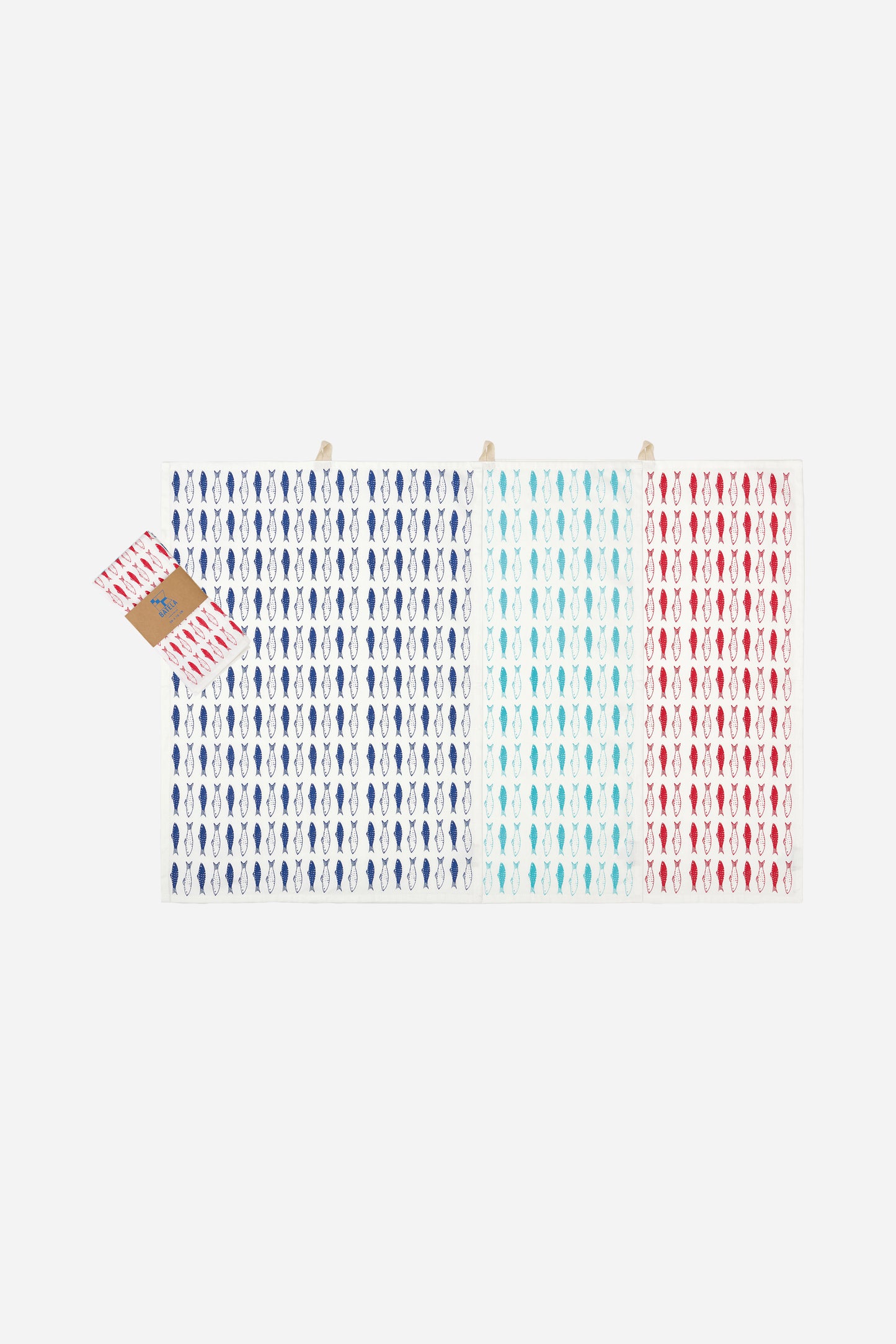 Set de 3 trapos con peces en algodón Drill