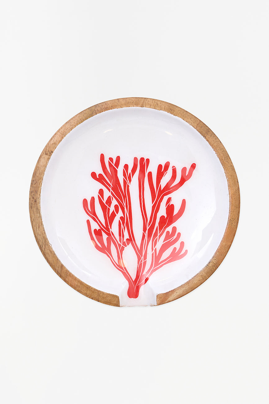 Reposacucharas madera esmaltada coral