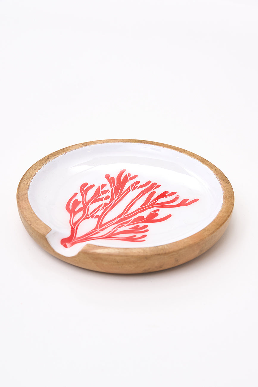 Reposacucharas madera esmaltada coral