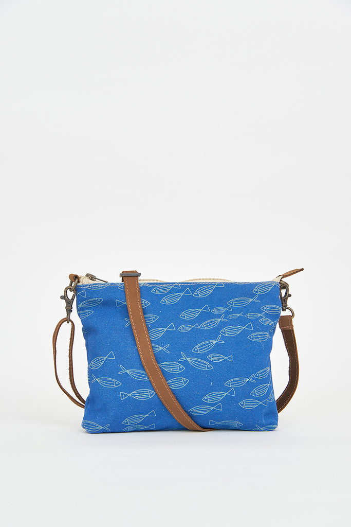 Bolso mediano o clutch en algodón peces - BATELA