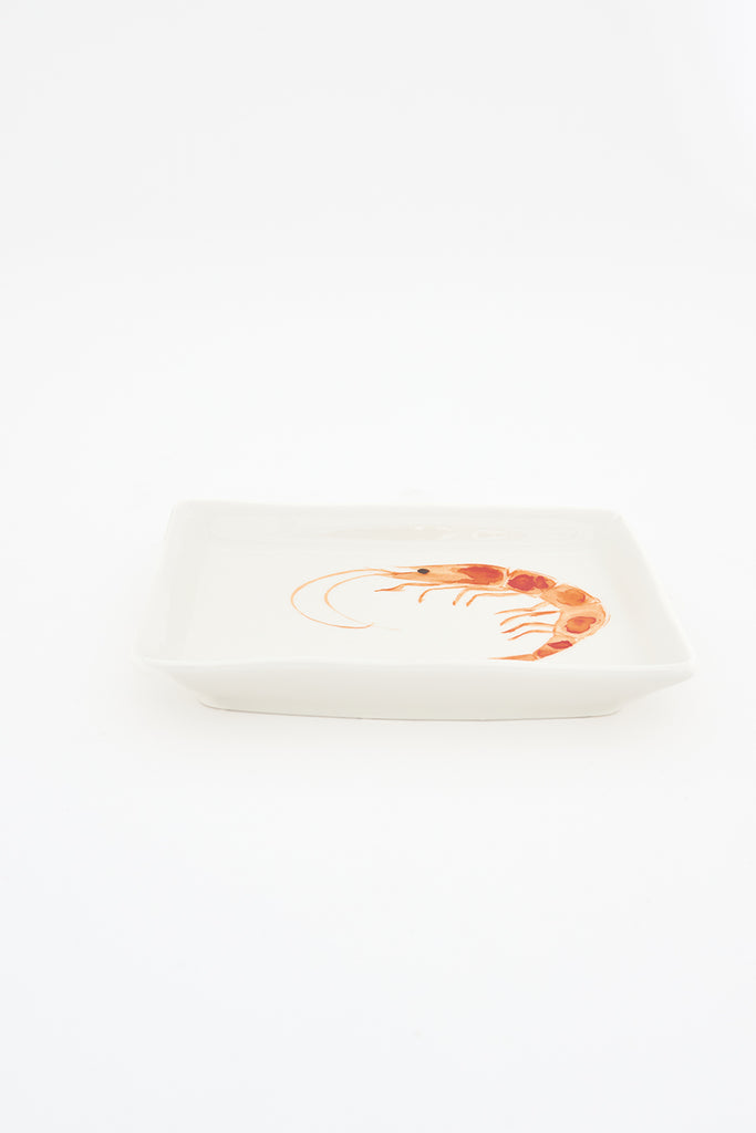 Plato rectangular con gamba en porcelana