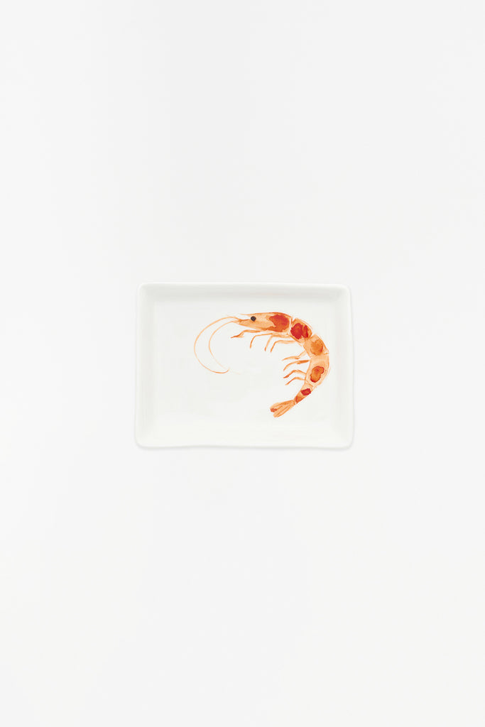 Plato rectangular con gamba en porcelana