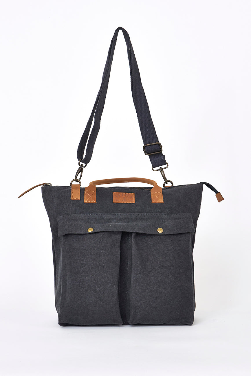 Sac canvas vert avec doublure à rayures
