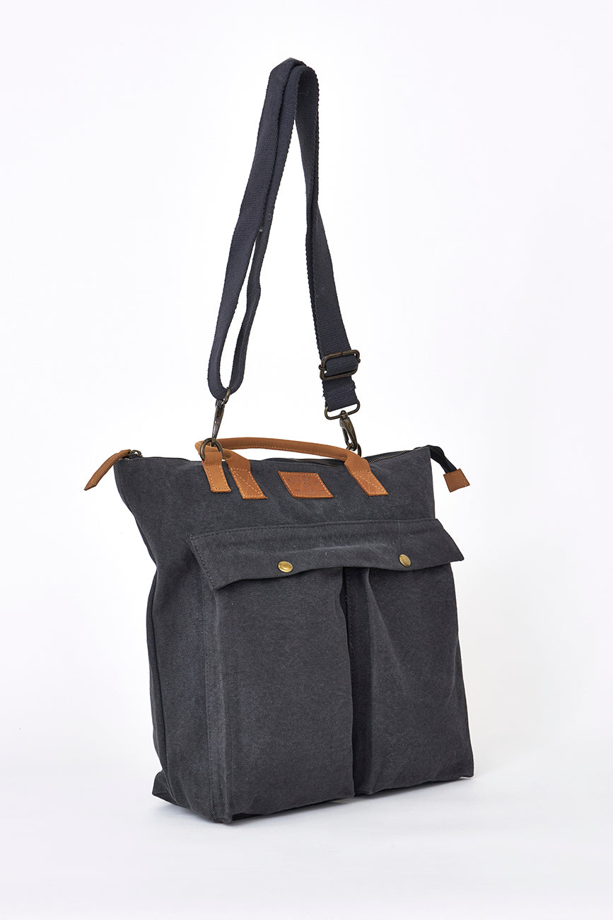 Sac canvas vert avec doublure à rayures