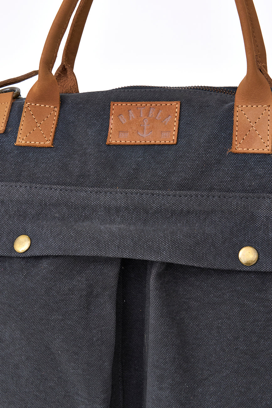 Sac canvas vert avec doublure à rayures