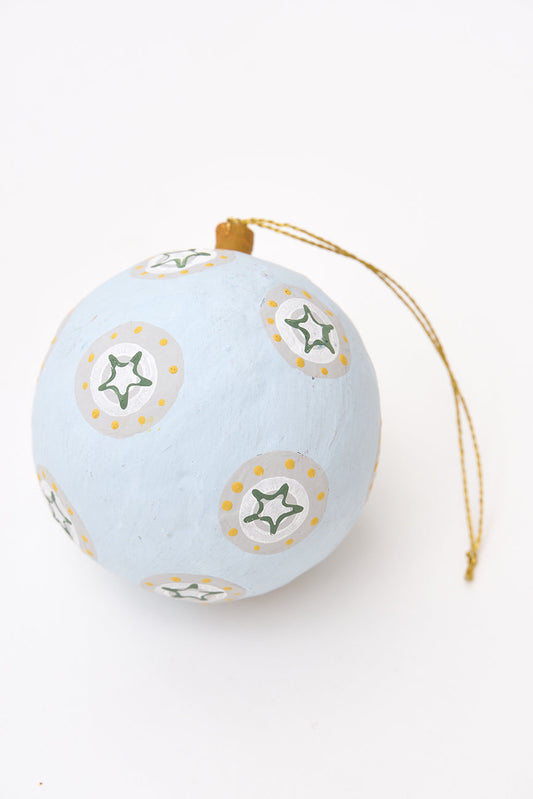 Colgante navideño bola estrellas en papel maché