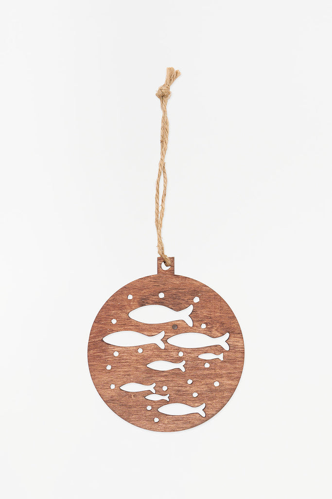Colgante navideño banco de peces en madera