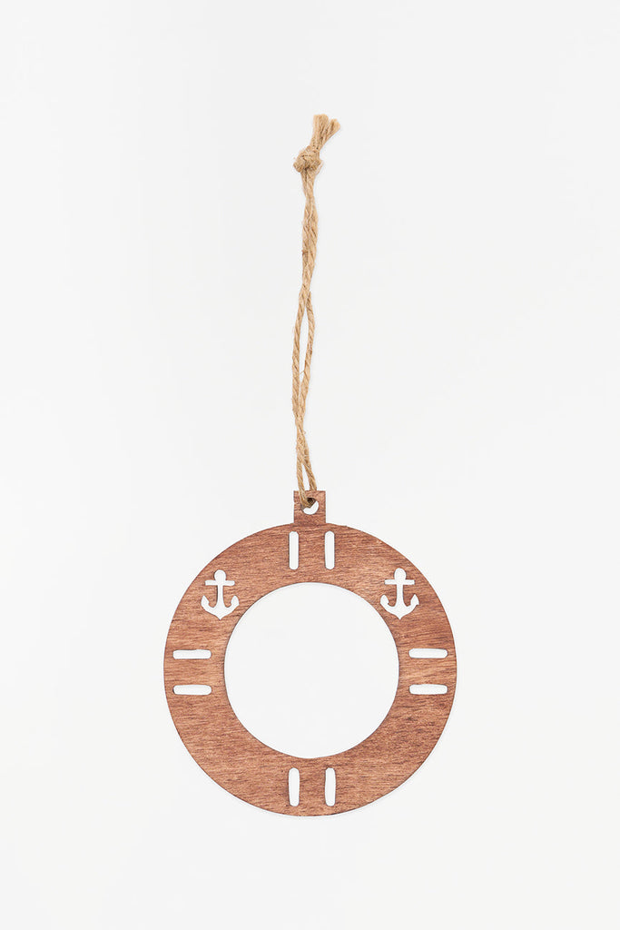 Colgante navideño forma de salvavidas en madera