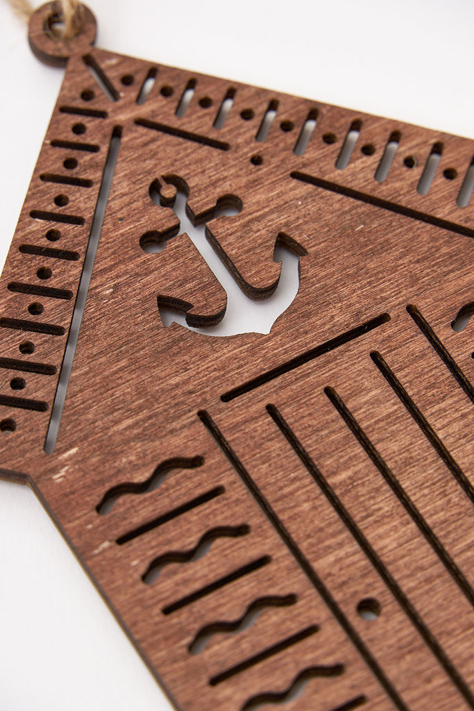 Colgante navideño caseta de playa en madera