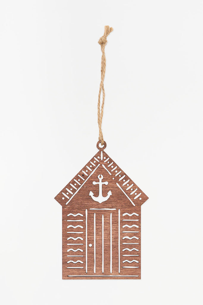 Colgante navideño caseta de playa en madera