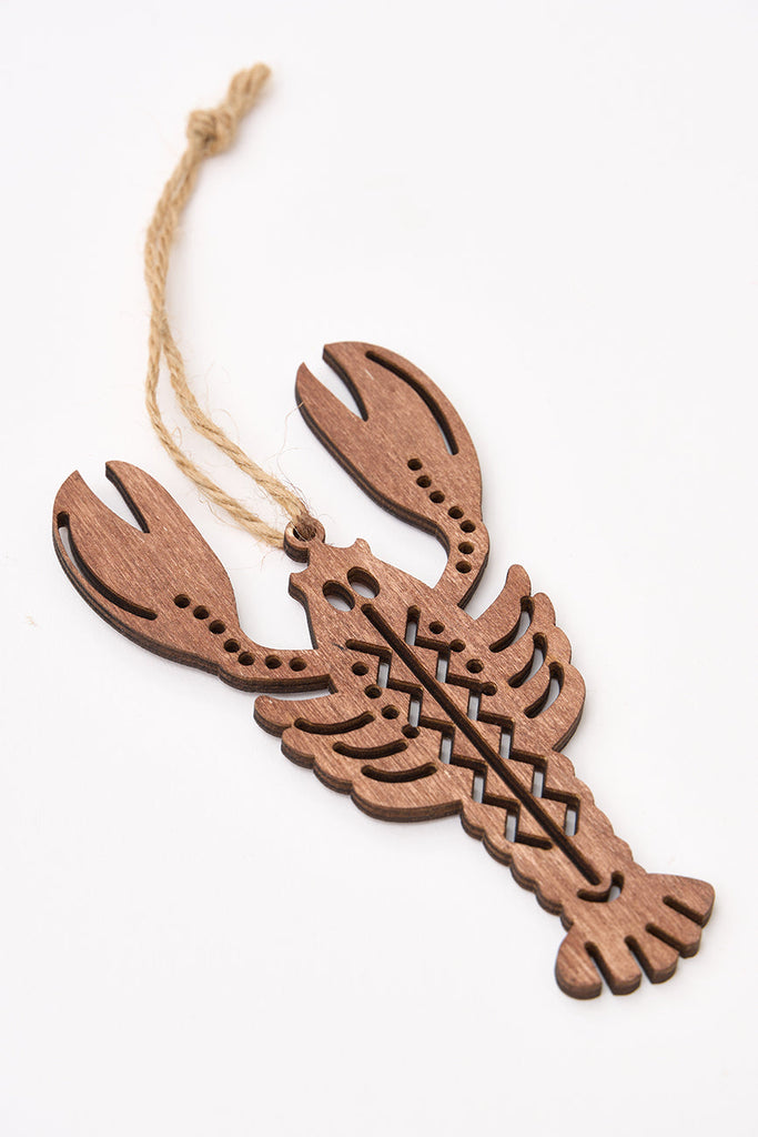 Colgante navideño forma de langosta en madera