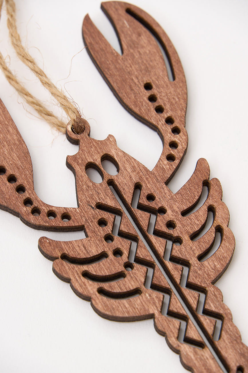 Wooden lobster-shaped Christmas pendant