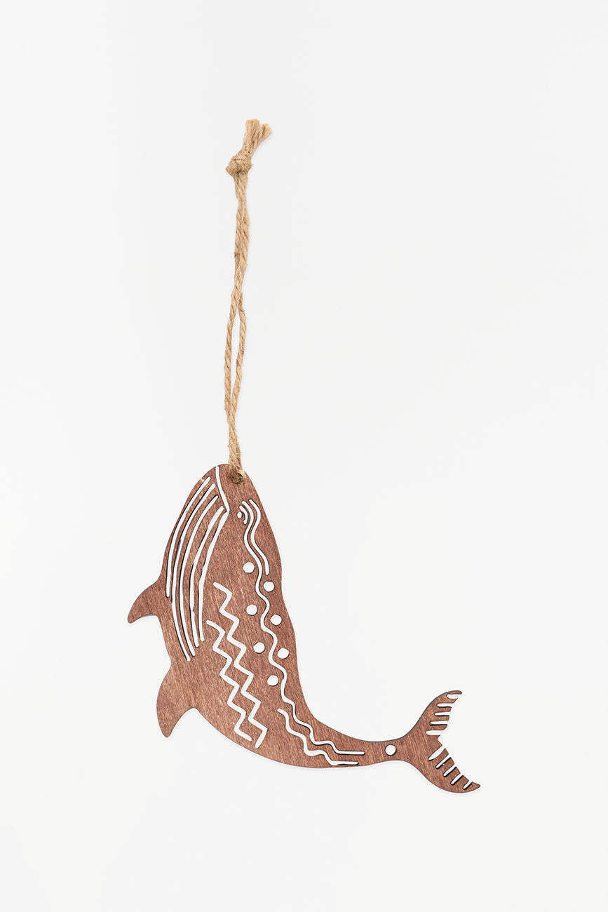 Christmas pendant in the shape of a whale made of wood