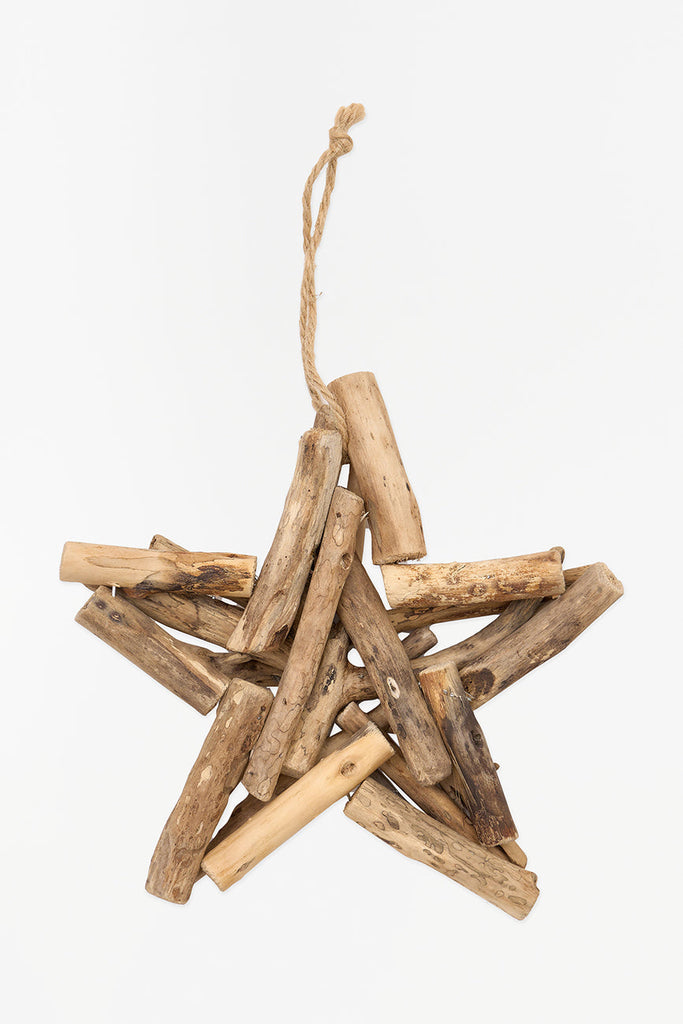Colgante navideño estrella de mar con madera recuperada