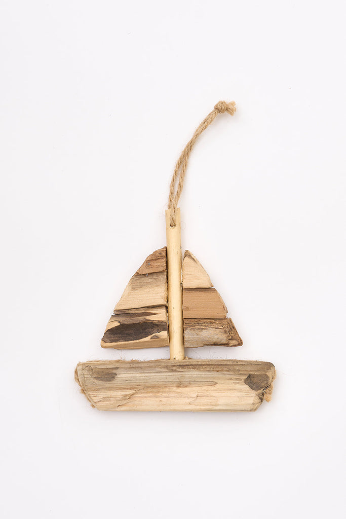 Colgante navideño velero en madera